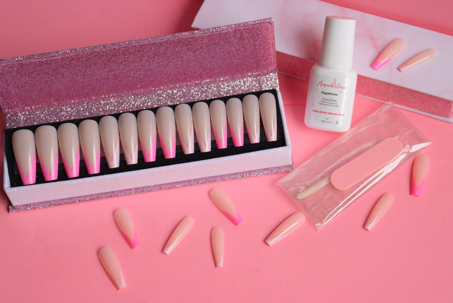 Press on Nails French Bright Pink - Annie Deluxe - Press on Nails
