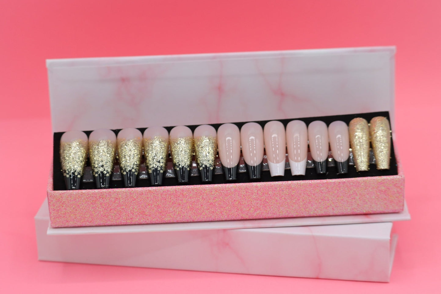 Press on Nails Golden Glitter - Annie Deluxe - Press on Nails
