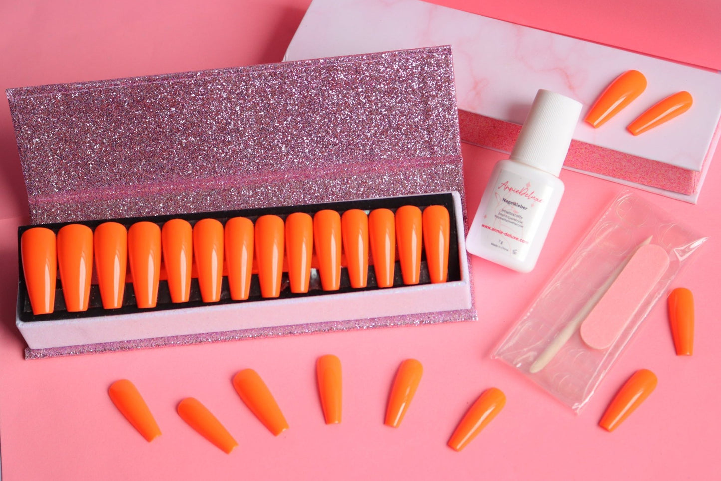 Press on Nails Neon Orange - Annie Deluxe - Press on Nails